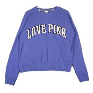 Victoria Secret Pink Womens Small Purple Love Pink Cropped Sweatshirt Pullover